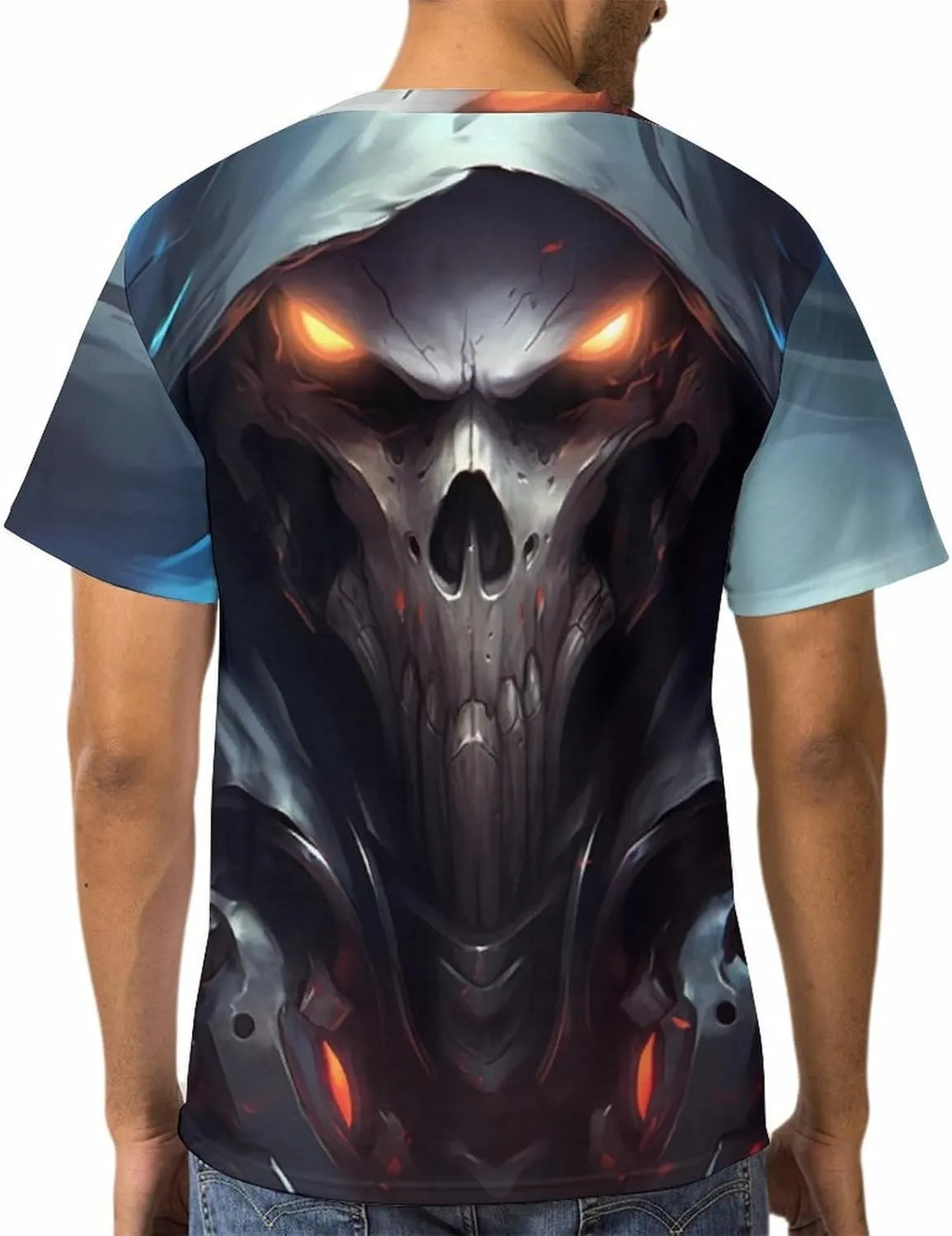 MARSVOVO Men's Grim Reaper Skull Print Tee Shirt Novelty Western T-Shirt for Men Casual Short Sleeve Crew Neck Tops