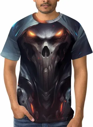 MARSVOVO Men's Grim Reaper Skull Print Tee Shirt Novelty Western T-Shirt for Men Casual Short Sleeve Crew Neck Tops
