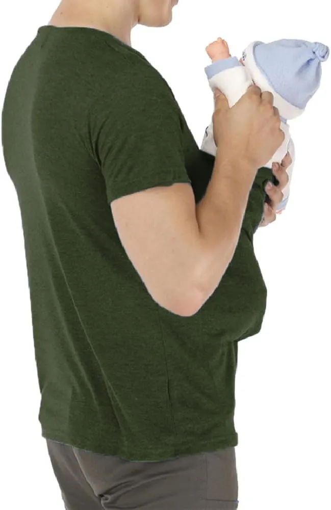 Men's Baby Carrier Soothe V Neck Short Sleeve Kangaroo T Shirt