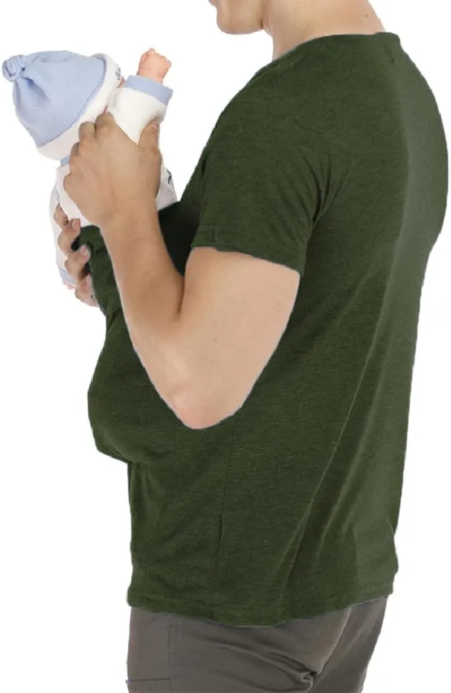 Men's Baby Carrier Soothe V Neck Short Sleeve Kangaroo T Shirt