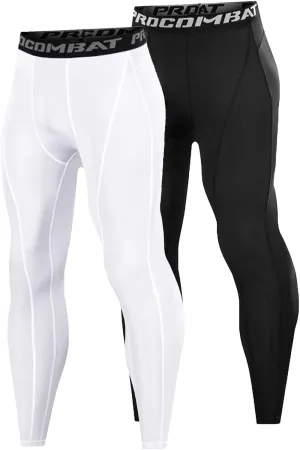 Mens Compression Pants, Leggings Running Tights Workout Base Layer for Basketball Sports Athletic Gym Soccer
