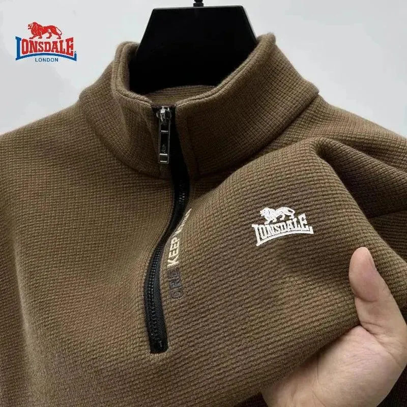 Men’s High-End Embroidered Plush & Thick Standing Collar Hooded Jacket