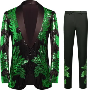 Men's High-end Positioning Sequins Luxury Suits One Button Shawl Lapel Blazer Jacket Pants,Men Tuxedo Suit Set