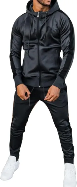 Men's Hooded Sportswear Suit long Sleeve Full Zipper Two-piece Suit Suitable for Running, Jogging, Sports Suit