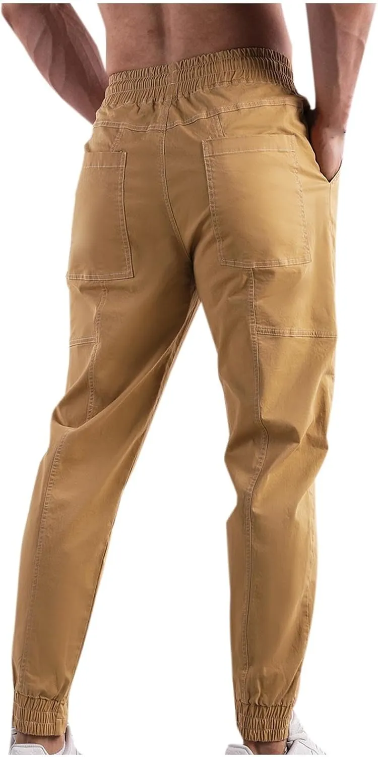 Mens Sports Pants Casual Slim Fit Elastic Waist Sweatpants for Men Outdoor Work Athletic Gym Running Joggers