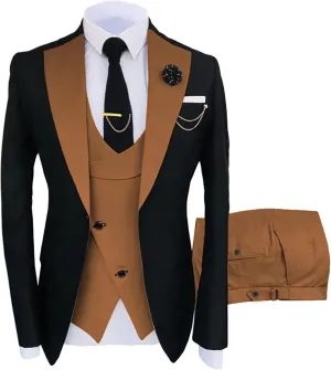 Men's Suit Slim Fit - 3 Piece Suits for Men One Button Blazer Wedding Party Prom Jacket Vest & Pants Set