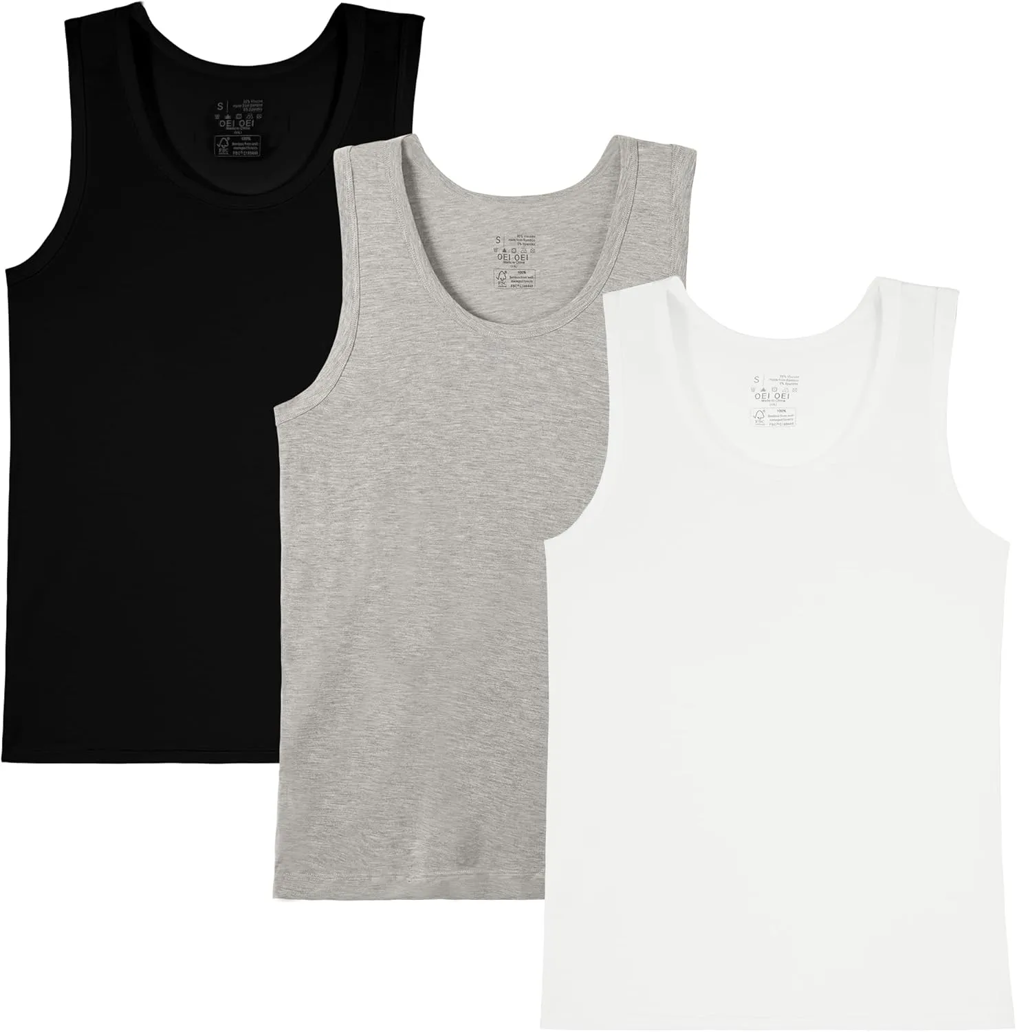Men's Undershirts Bamboo Rayon Comfort Shirts Moisture-Wicking Tank Tops 3 Pack