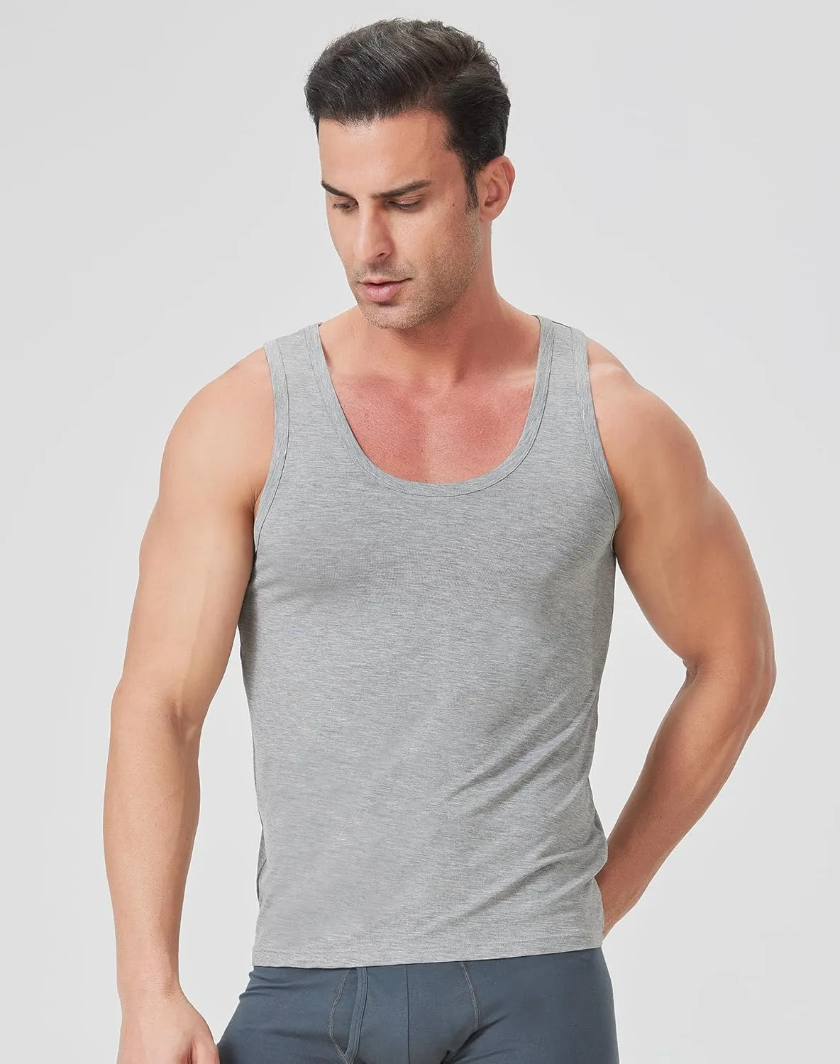 Men's Undershirts Bamboo Rayon Comfort Shirts Moisture-Wicking Tank Tops 3 Pack