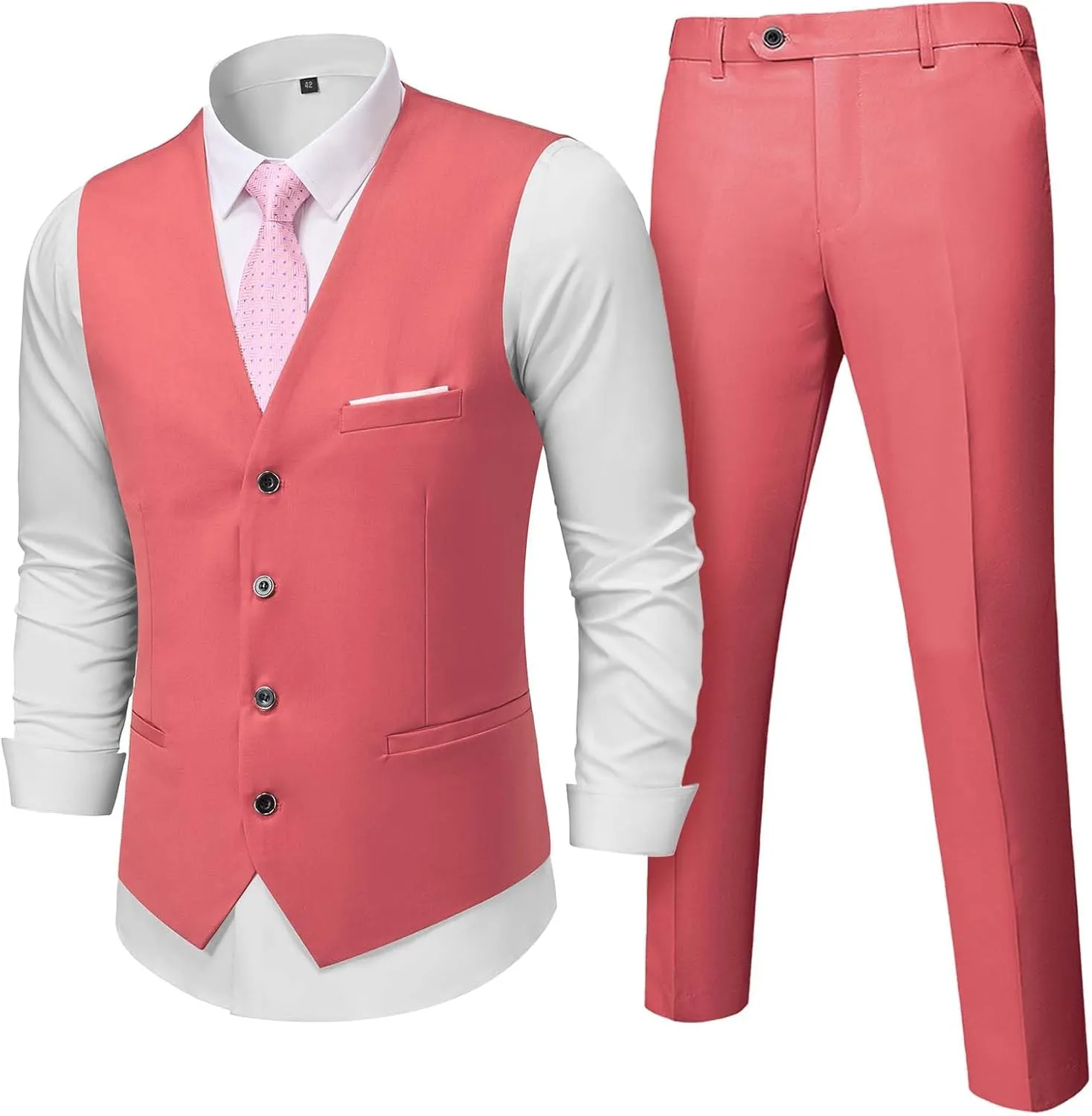 MY'S Men's 2-Piece Suit, Vest Pants Set for Men, Casual Waistcoat with Tie for Prom Wedding Homecoming