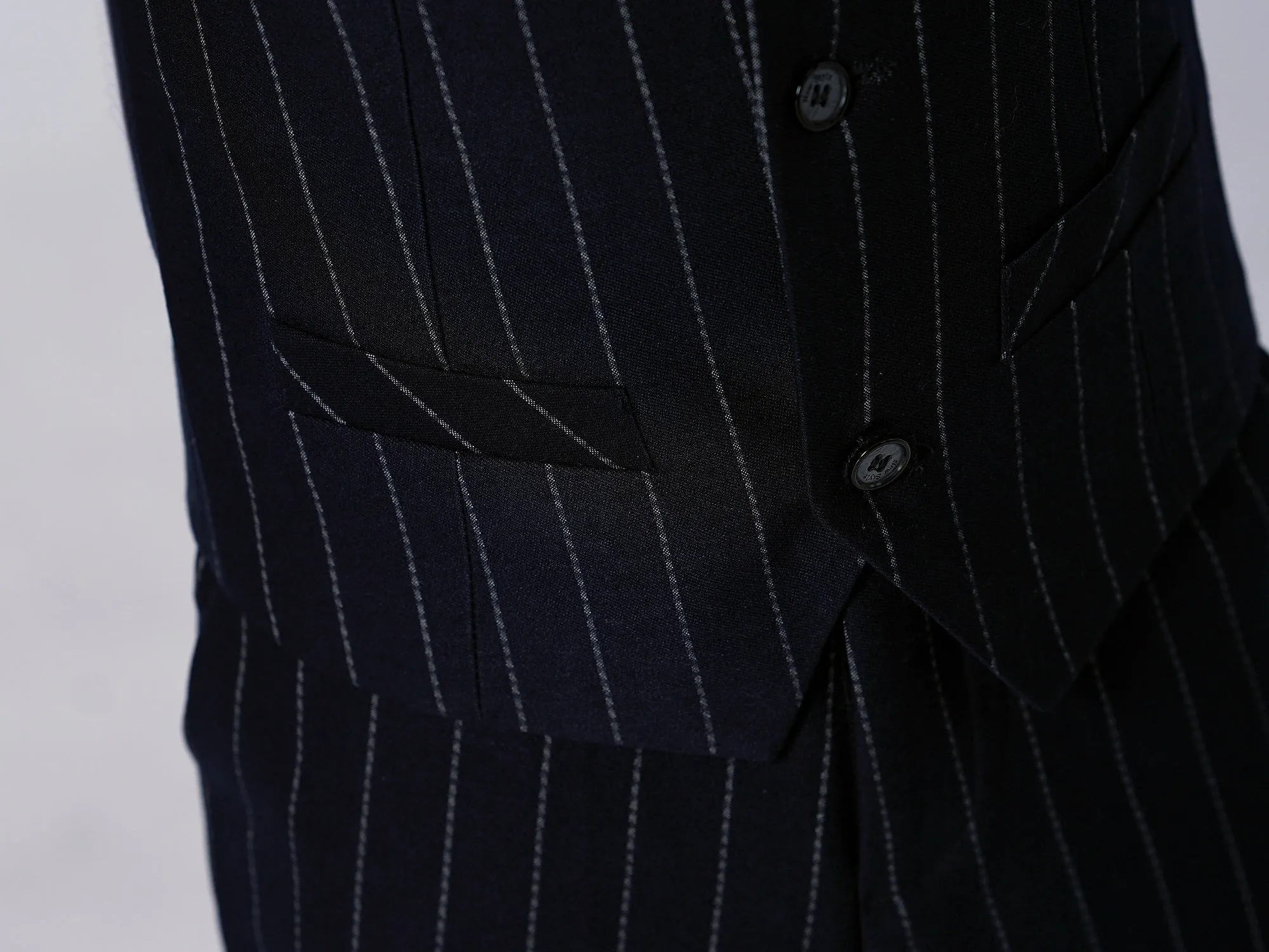 Navy Striped Slim Fit Modern 5 Piece Boy's Formal Suits