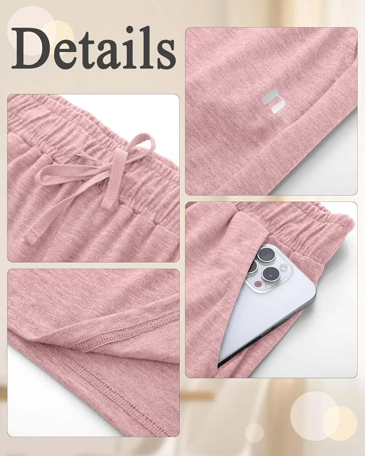 Neer 3 Pack Women's Plus Size Capris, Cotton Wide Leg Pants Casual Drawstring Capri Sweatpants Drawstring Pants with Pockets
