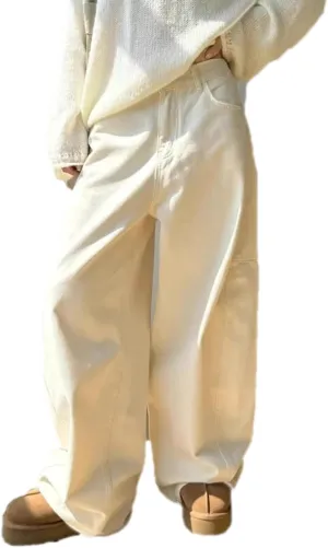 Off White Jeans Women Y2K Hip Hop Vintage High Waisted Straight Streetwear Casual Loose Wide Leg Denim Pants