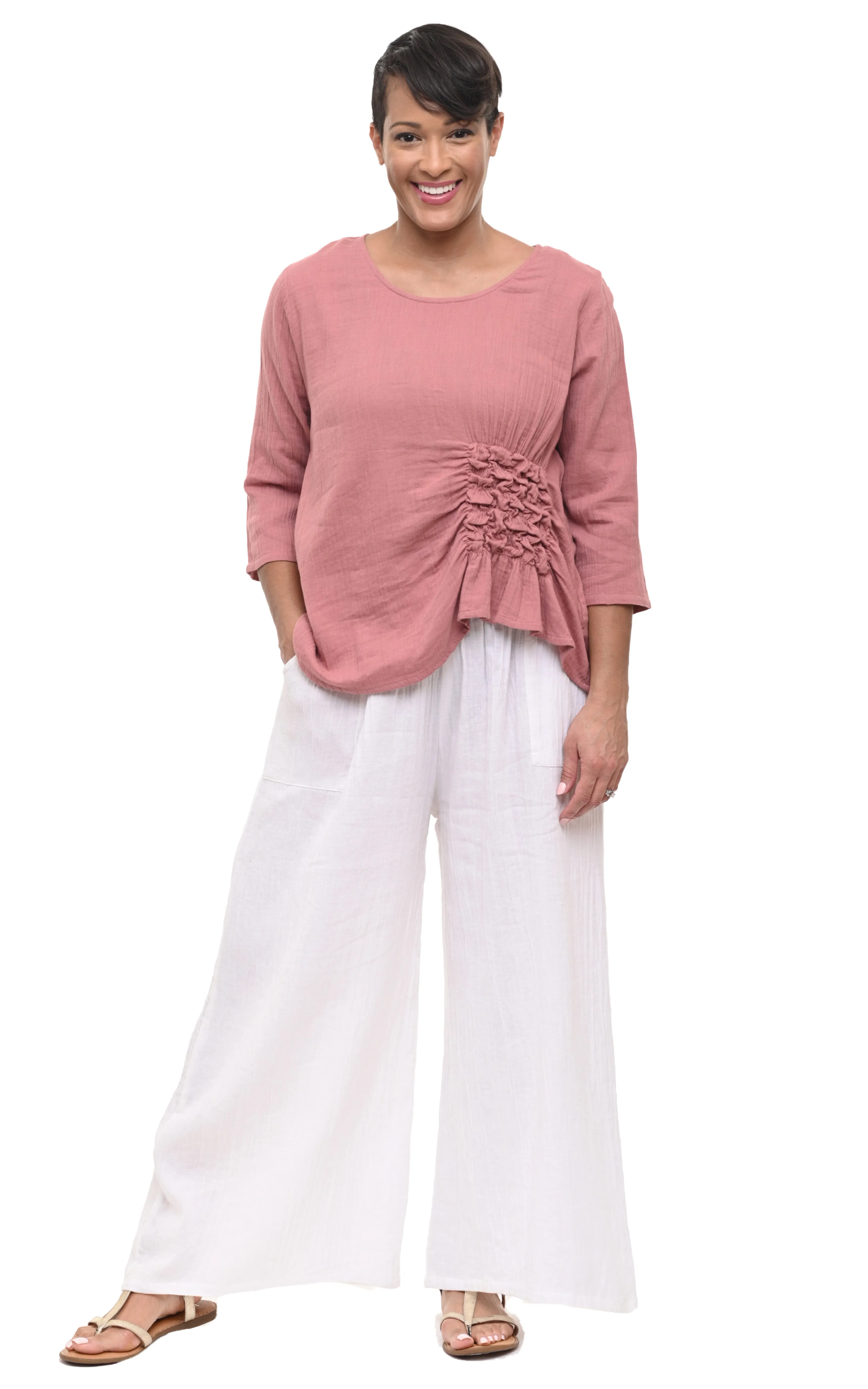 Olga Womens Top Cotton Gauze in Rose