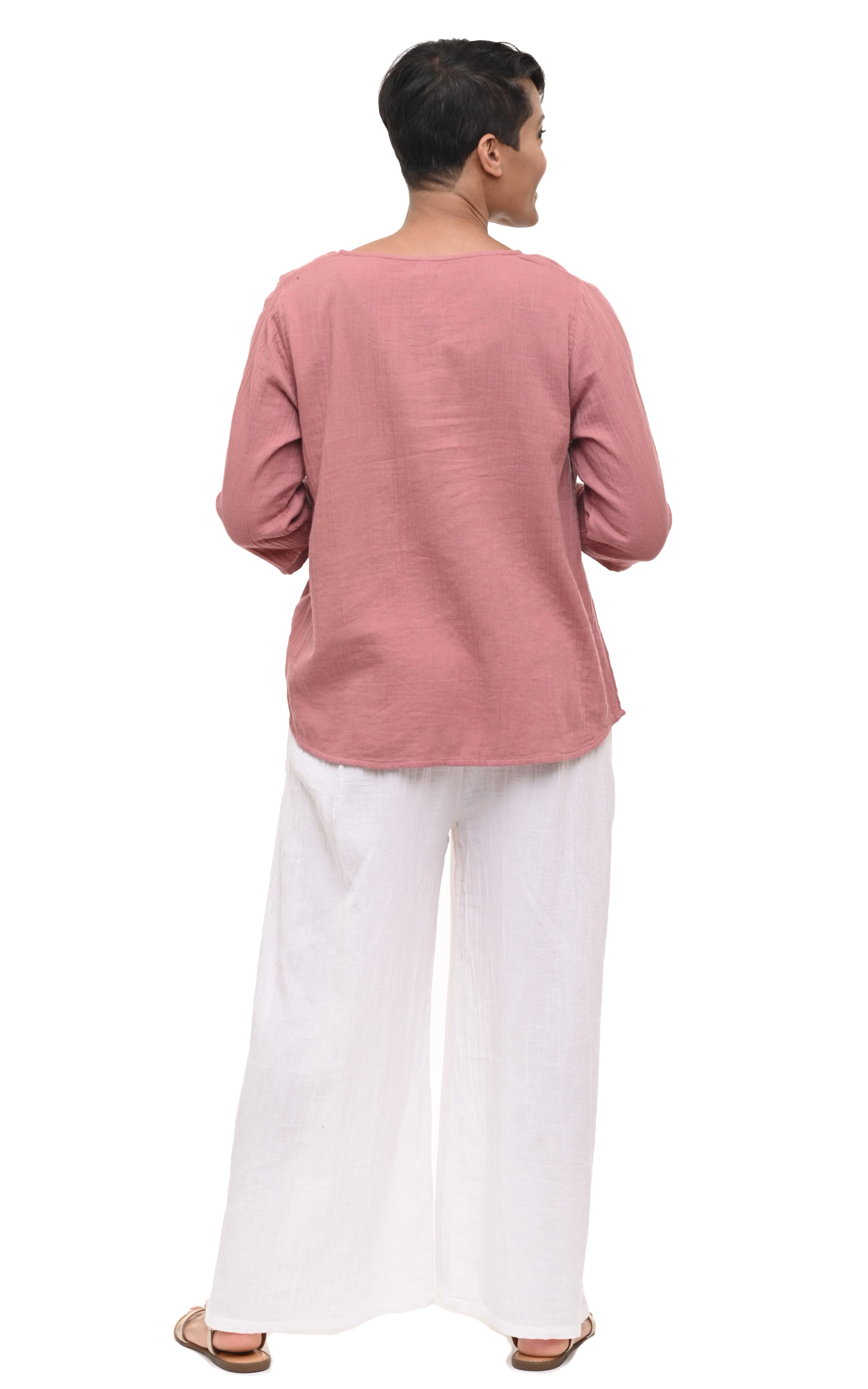 Olga Womens Top Cotton Gauze in Rose