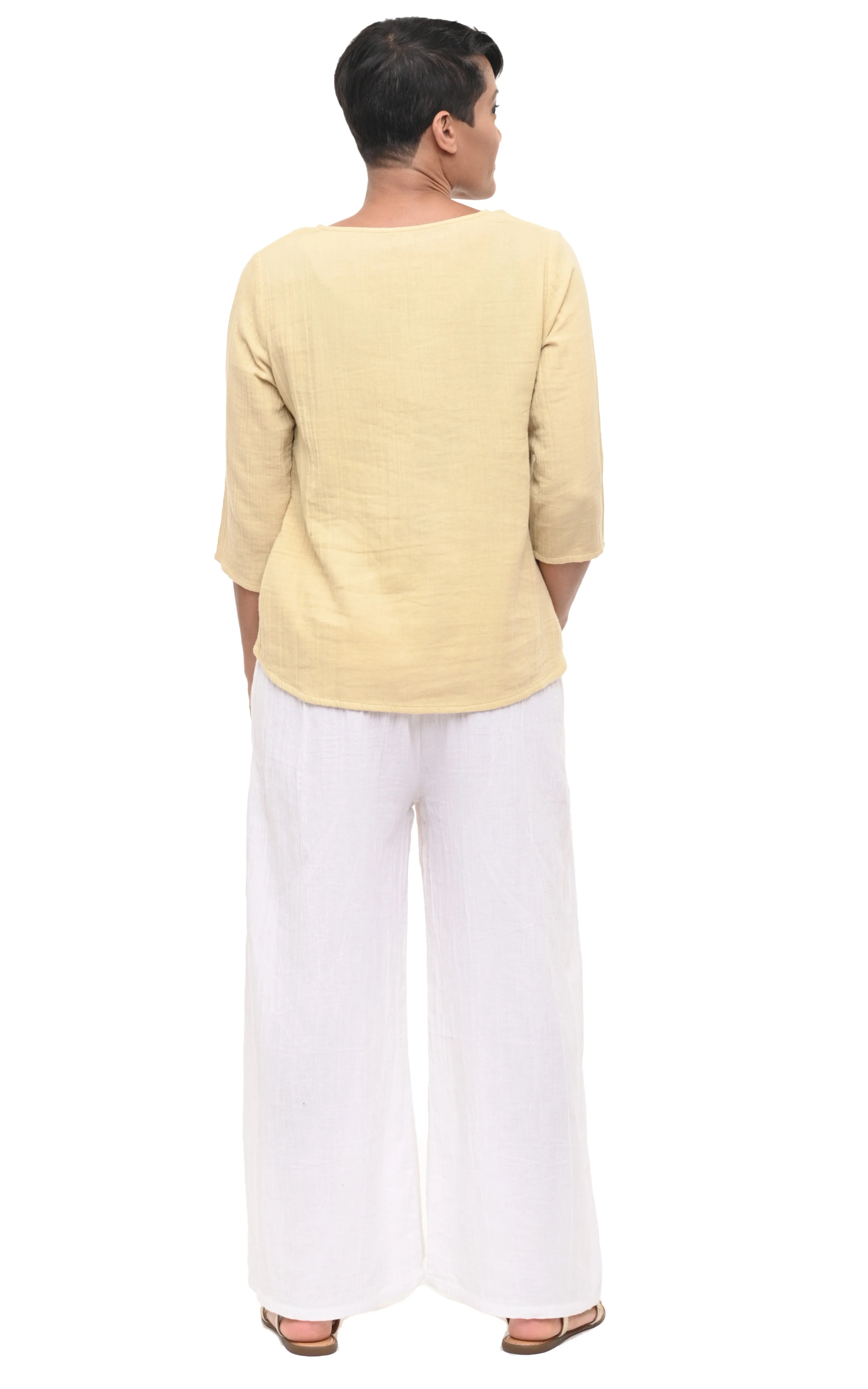 Olga Womens Top Cotton Gauze in Saffron