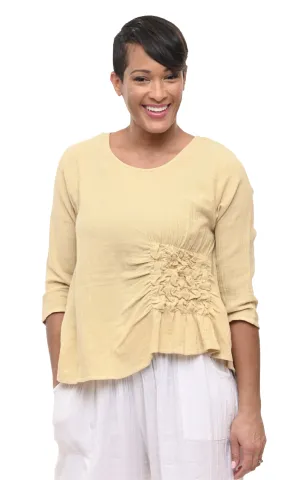 Olga Womens Top Cotton Gauze in Saffron