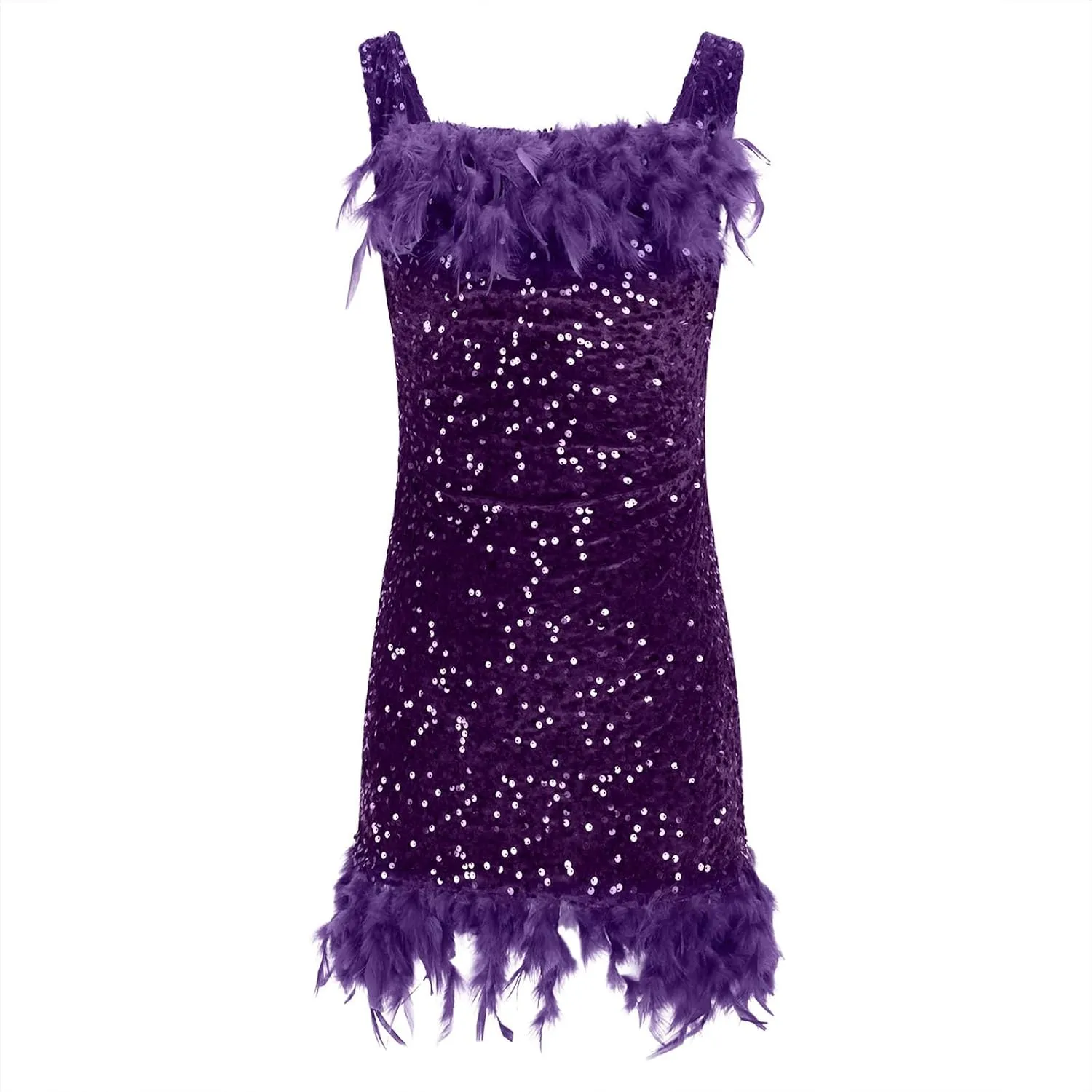Oplxuo Sequins Feather Short Birthday Party Dresses for Women Off Shoulder Bodycon Dress Plus Size Cocktail Evening Gowns
