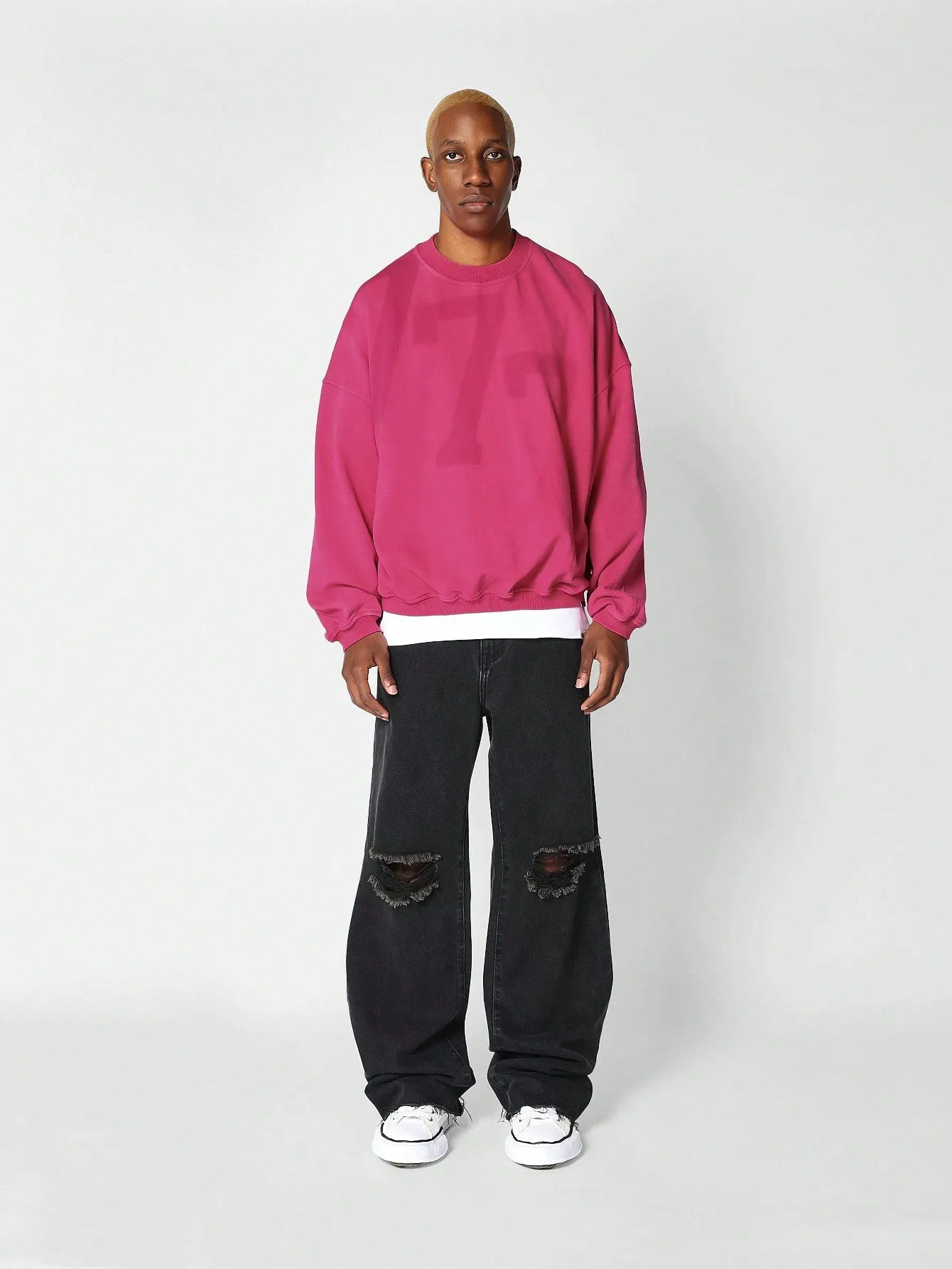 Oversized Fit Sweatshirt With Front Print