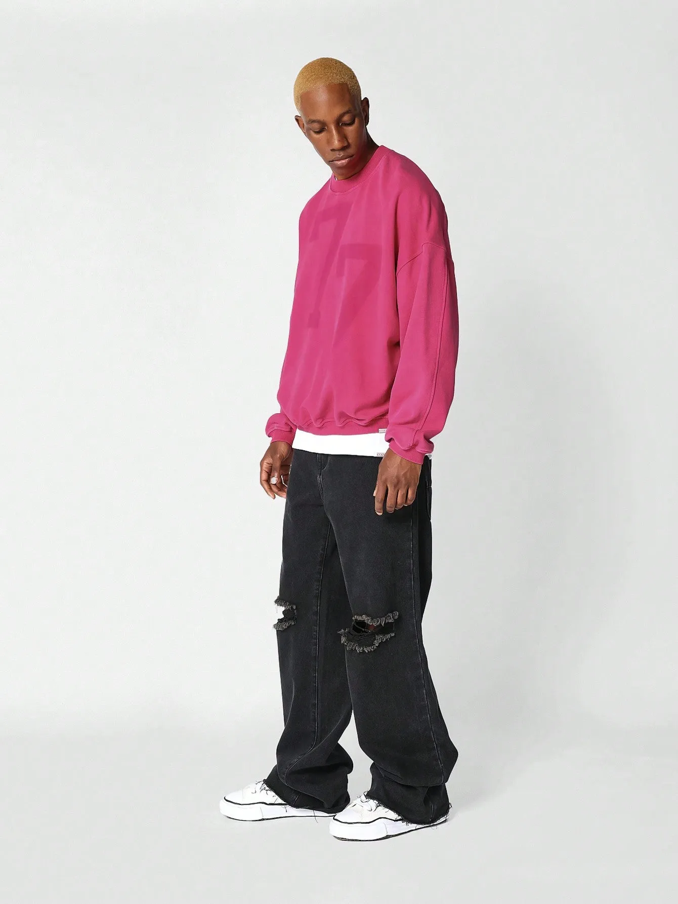 Oversized Fit Sweatshirt With Front Print