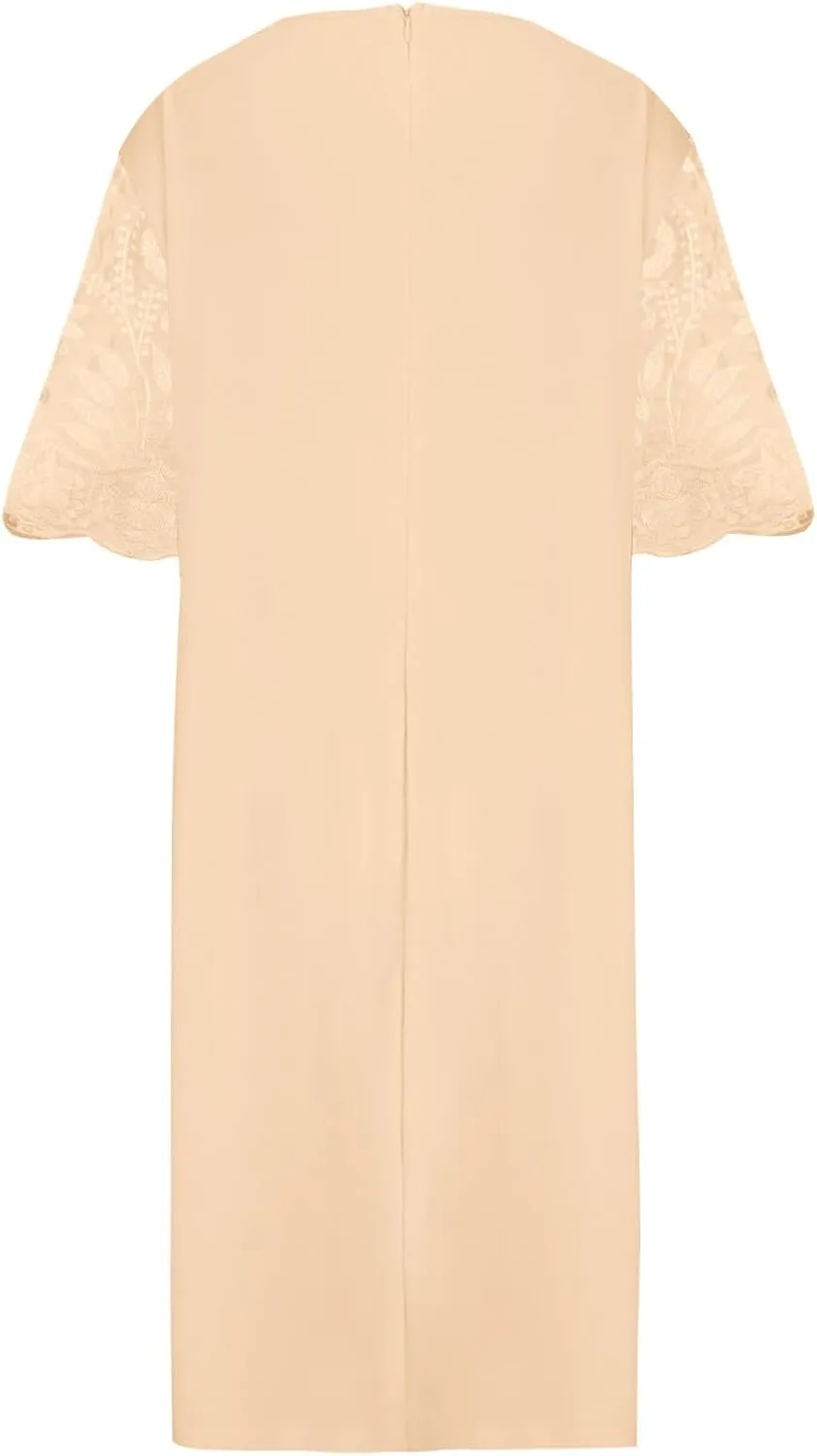 Plus Size Dresses Wedding Guest Women Formal Lace Cocktail Party Summer A Line Dress Evening Knee Length Midi Dress