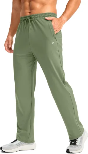 Pudolla Men's Fleece Lined Sweatpants with Zipper Pockets Winter Warm Water Resistant Athletic Pants for Workout Running