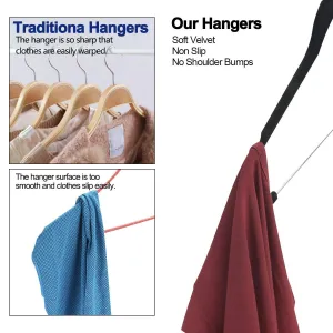 Qiangson Skirt Hangers Pants Hangers with clips 20 Pack Non-Slip Velvety Smooth Texture Clips Clothes Hangers Hook-17.7inch Outfit Hanger Black