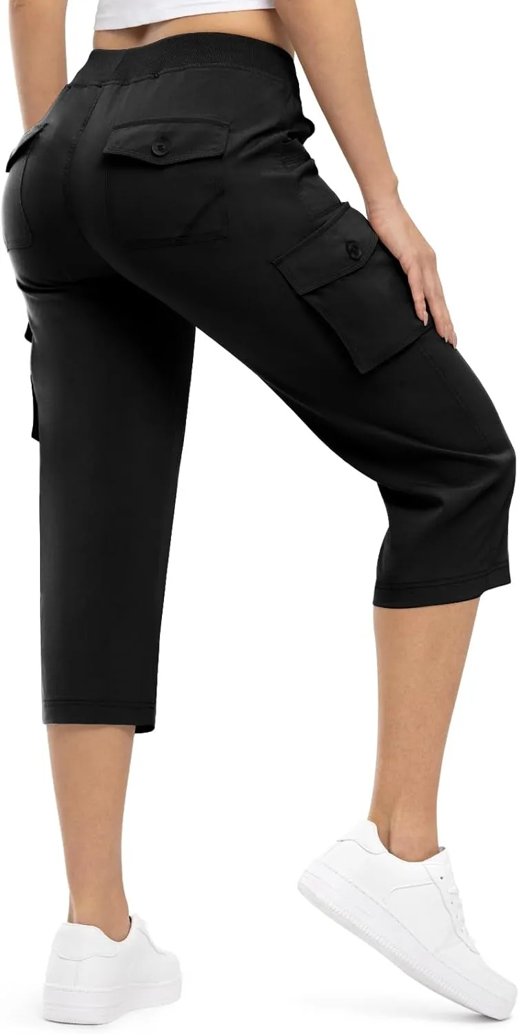 Rdruko Women's Cargo Capris Hiking Pants Lightweight Quick Dry Summer Outdoor Casual Travel Pants with Pockets