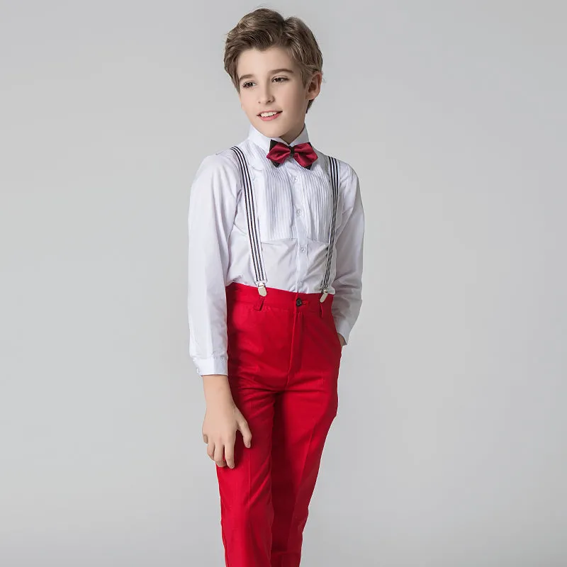 Red Kid Boys Formal Classic Suits Set 5 Piece Boys Suits