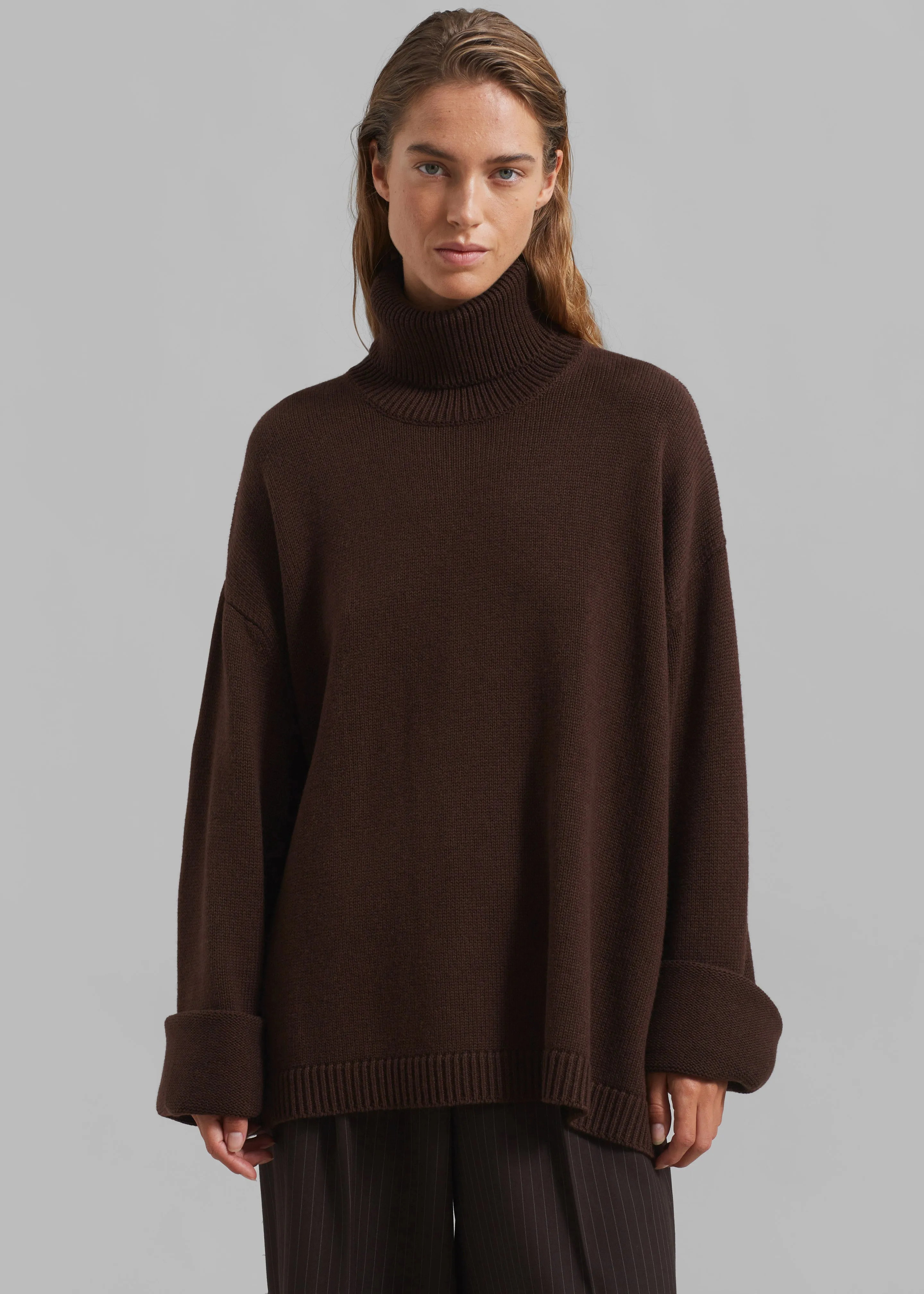 Rhea Trapeze Turtleneck - Brown
