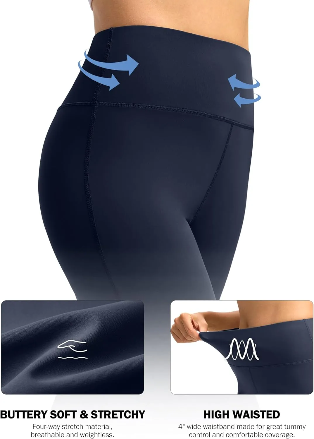 SANTINY Yoga Pants Women 30.5"/32" High Waist Stretch Comfy Lounge Dress Athletic Wide Leg Pants