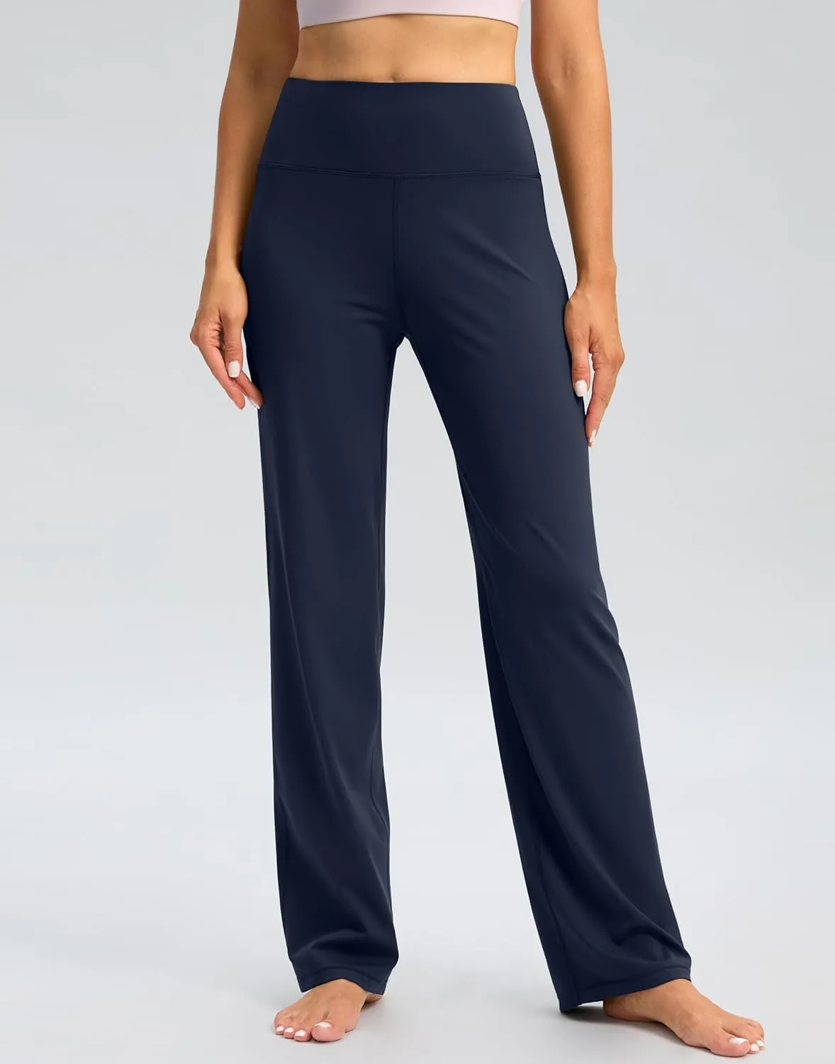 SANTINY Yoga Pants Women 30.5"/32" High Waist Stretch Comfy Lounge Dress Athletic Wide Leg Pants