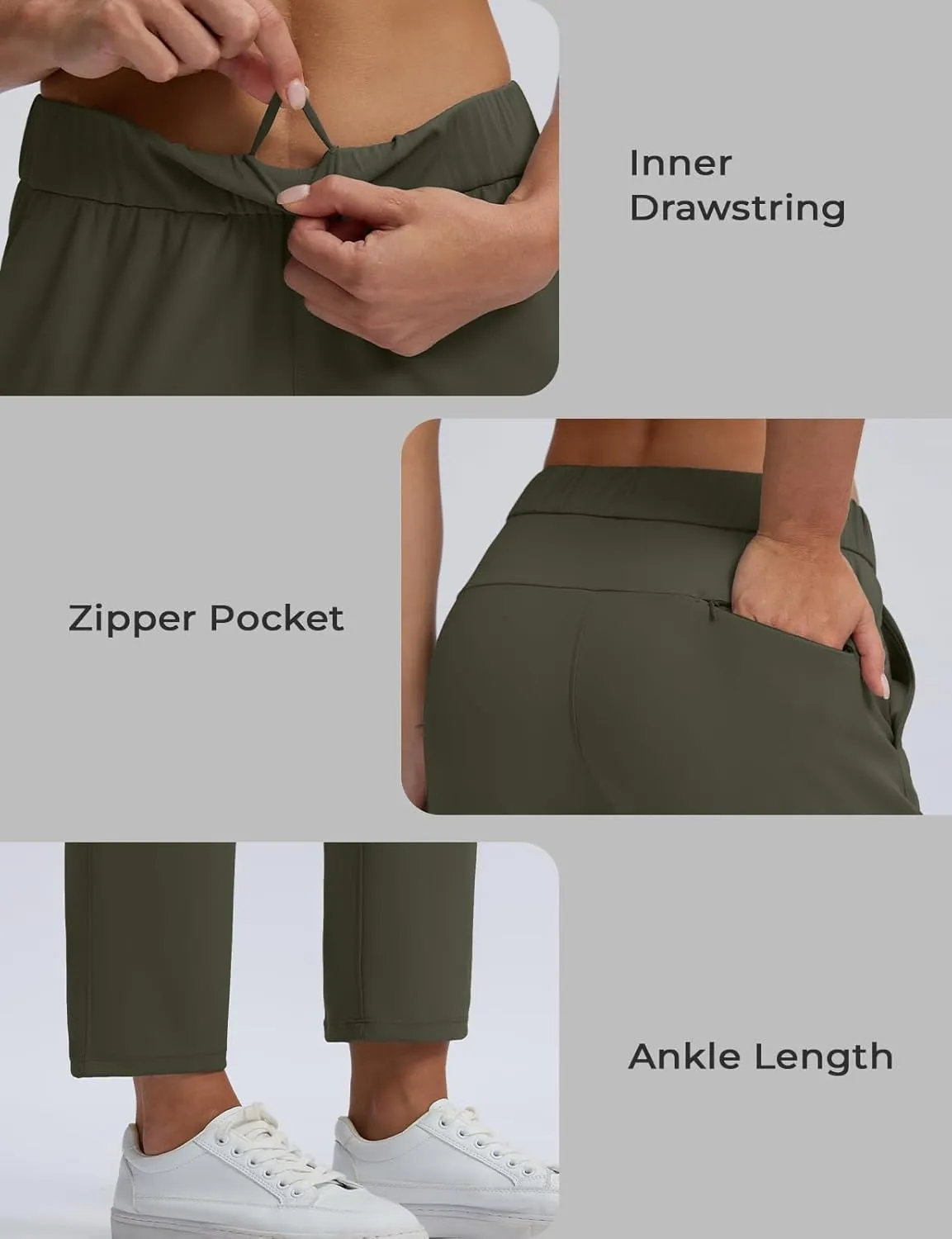 Seamaid Women's Golf Pants with Deep Pockets 7/8 Stretch Athletic Travel Pants for Casual Lounge
