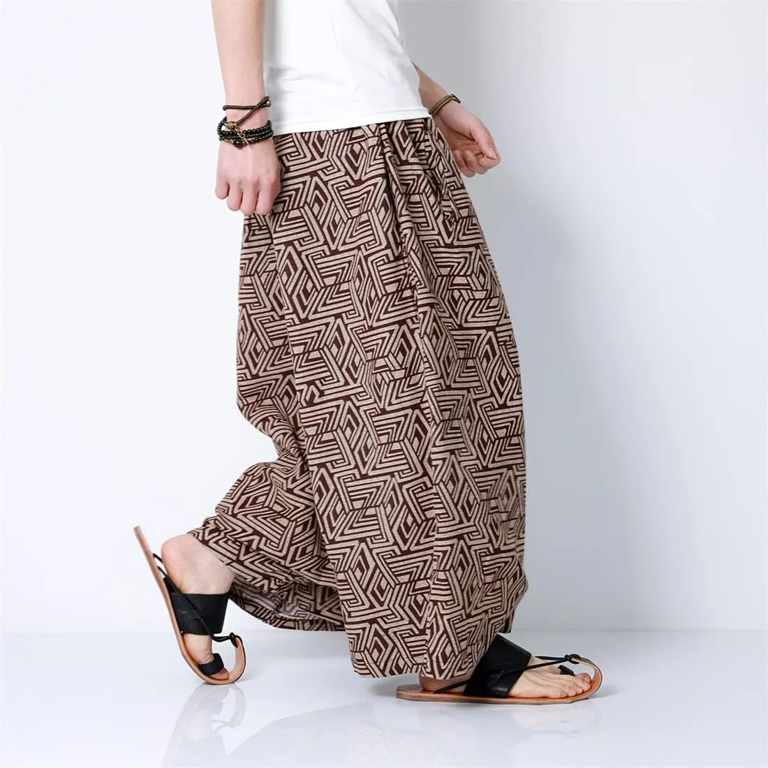 Seidarise Men's Harem Pants Hip hop Joggers Baggy Wide Leg Pants Casual Harem Linen Japanese Yoga
