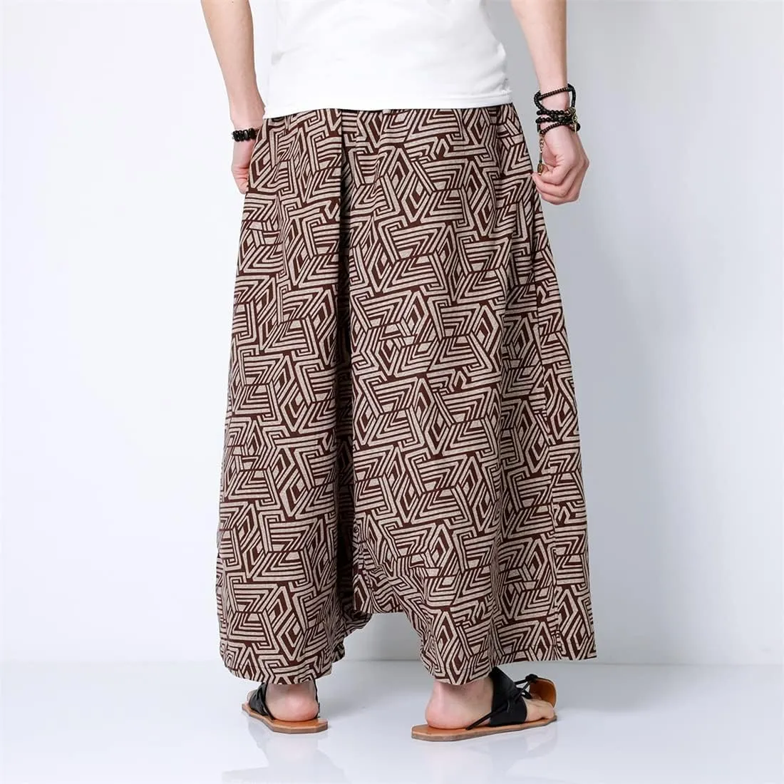 Seidarise Men's Harem Pants Hip hop Joggers Baggy Wide Leg Pants Casual Harem Linen Japanese Yoga