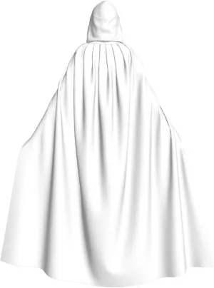 Solid color white Prints Hooded Cloak for Halloween, Role-Playing, and Costume Parties