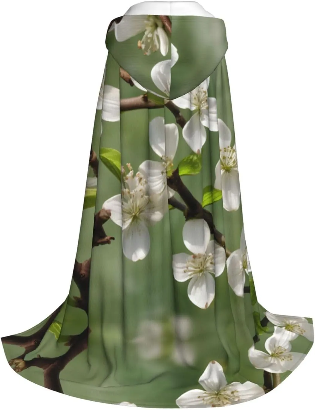 Spring Dogwood Blossoms Print Hooded Cape,Robe-Hooded Cap Cloak,Unisex Hooded Cloak For Halloween Cosplay Costumes