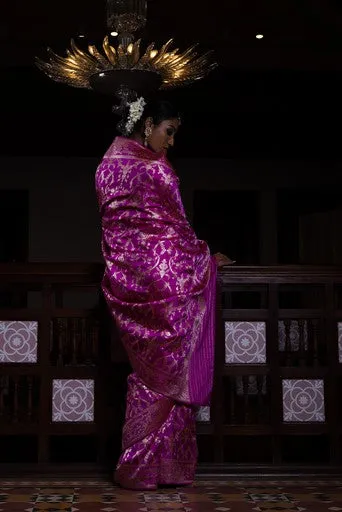 Surkh Surur' Rani Jaal Zari Pure Silk Benarasi Handloon Sari