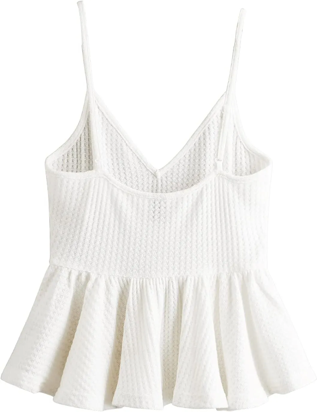SweatyRocks Women's Casual Spaghetti Strap Ruffle Hem Peplum Cropped Knit Sweater