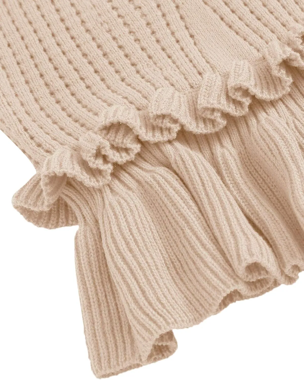 SweatyRocks Women's Casual Spaghetti Strap Ruffle Hem Peplum Cropped Knit Sweater