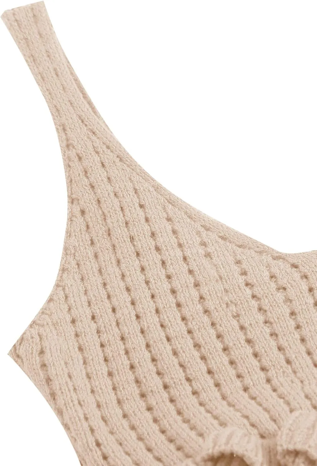 SweatyRocks Women's Casual Spaghetti Strap Ruffle Hem Peplum Cropped Knit Sweater