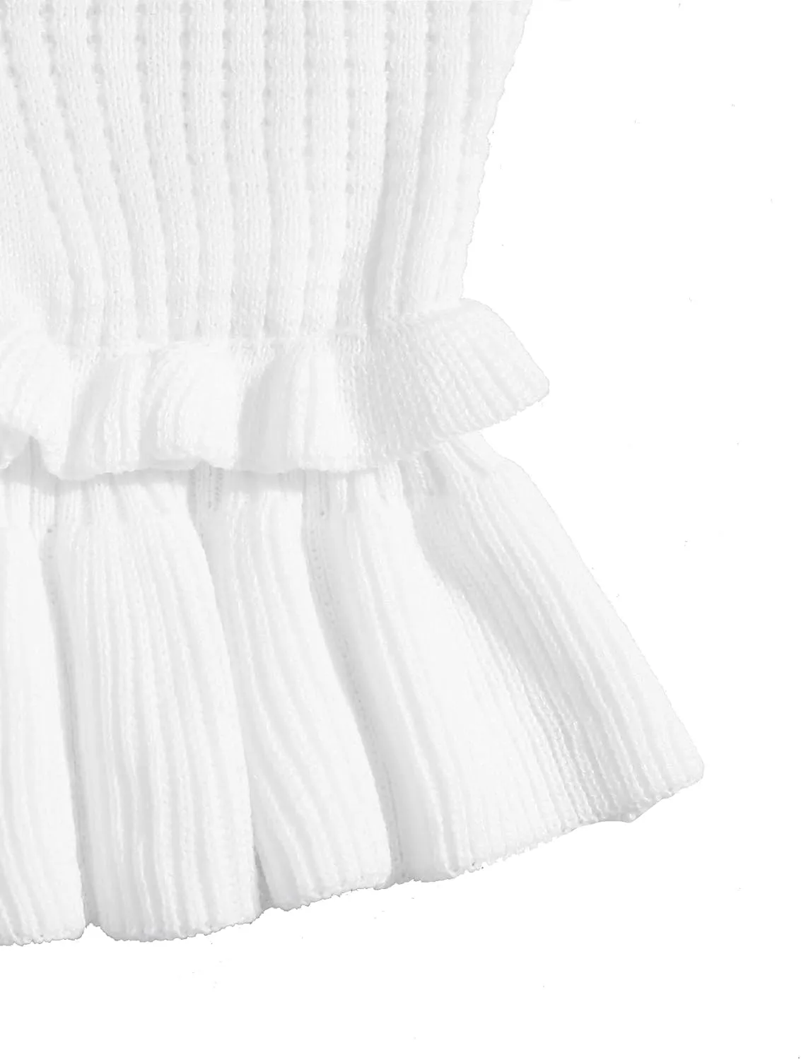 SweatyRocks Women's Casual Spaghetti Strap Ruffle Hem Peplum Cropped Knit Sweater