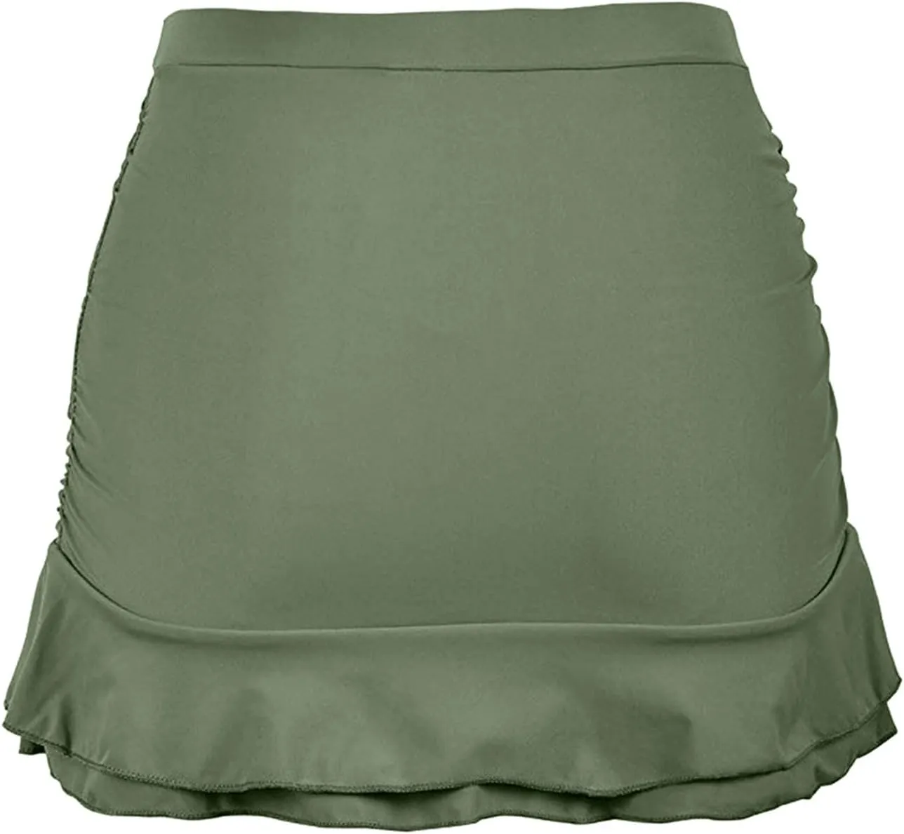 Swim Skirt for Women Ruffle Ruched High Waisted Bathing Suits Bottoms with Built-in Brief Swimsuits Skirt Swim Shorts