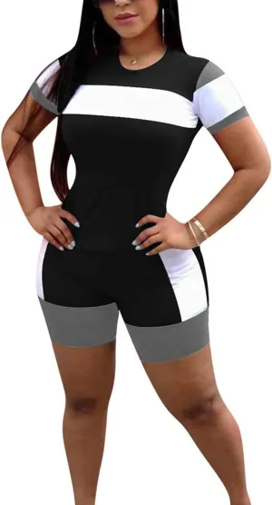 TOPONSKY Womens 2 Piece Sports Outfit Tracksuit Shirt Shorts Jogger Bodycon Sets