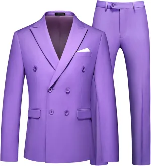 UNINUKOO Mens Suits 2 Piece Double Breasted Tuxedo Suit Slim Fit Wedding Party Dress Formal Suits for Men