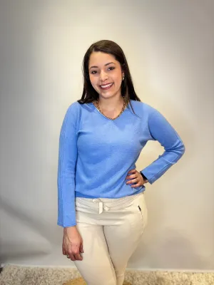 V-Neck Knit - Blue