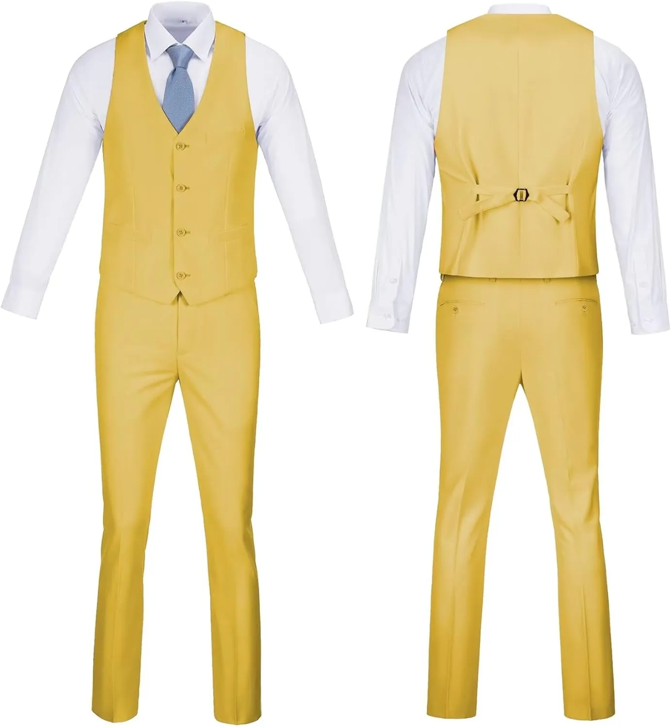 Vest Pants Set for Men 2 Piece Suit Men's Slim Fit Wedding Groomsmen Suit V Neck Casual Suit Waistcoat for Men