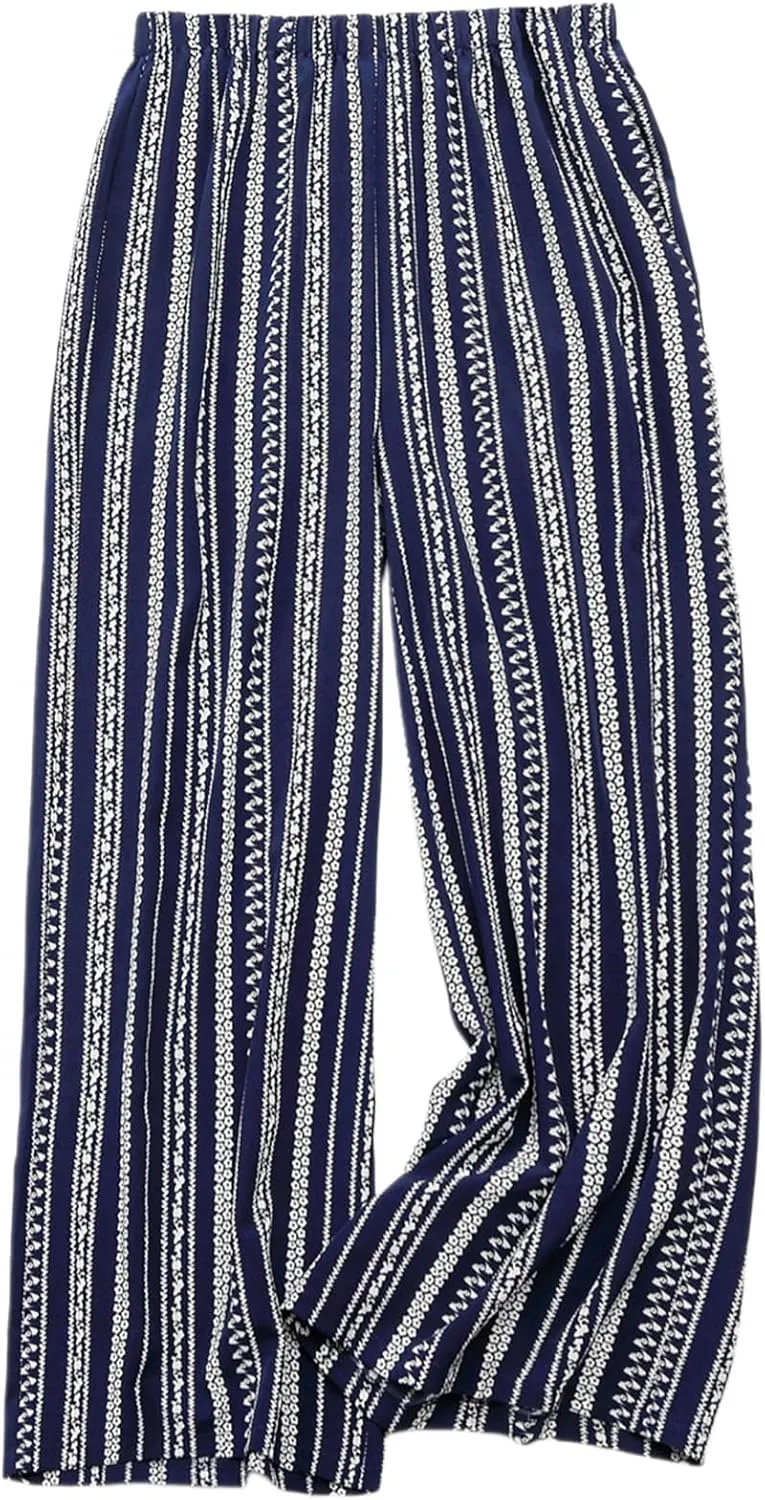 WDIRARA Women's Plus Size Boho Floral Print High Waist Palazzo Wide Leg Pants