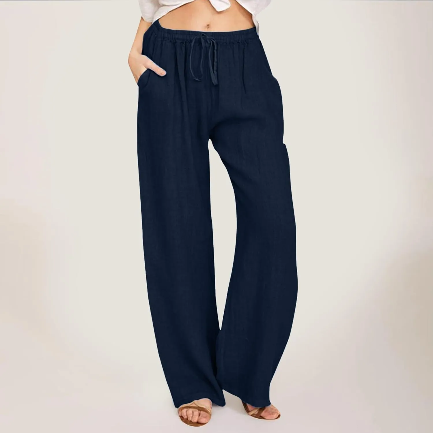 Wide Leg Pants for Women Winter Trending Yoga Thermal with Pockets Fleece Lined Flare Leggings