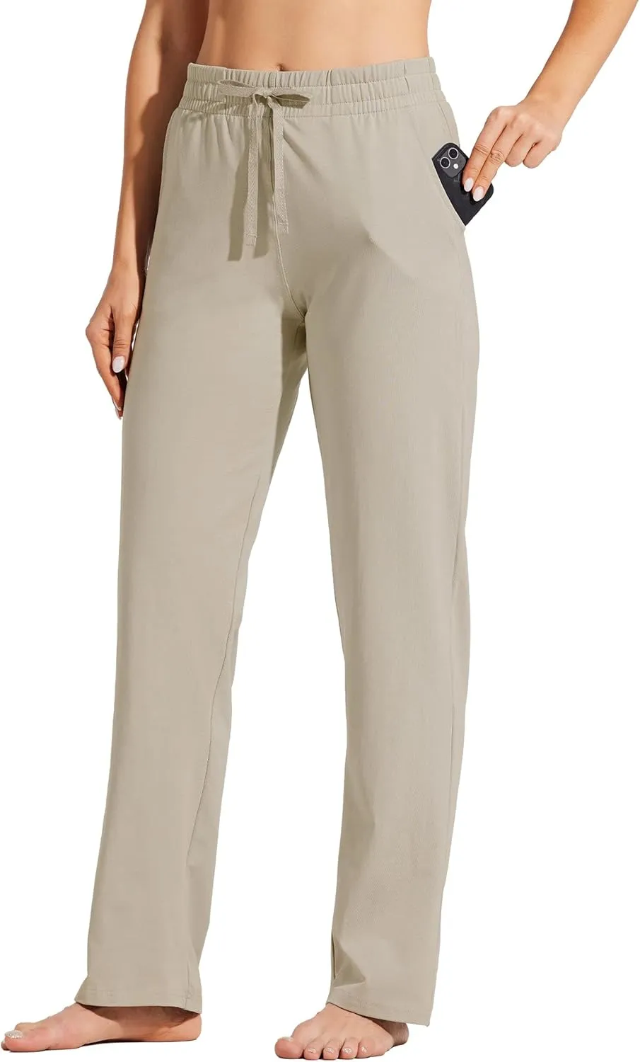 Willit Women's Cotton Sweatpants Open Bottom Yoga Sports Pants Straight Leg Lounge Athletic Pants with Pockets