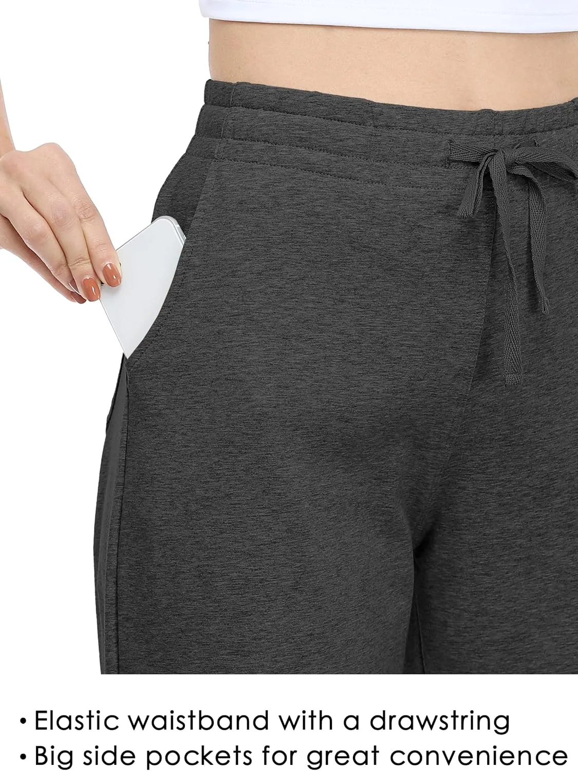 Willit Women's Cotton Sweatpants Open Bottom Yoga Sports Pants Straight Leg Lounge Athletic Pants with Pockets
